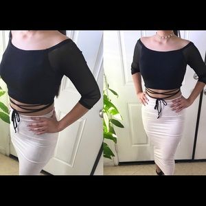 Black mesh sleeve shirt